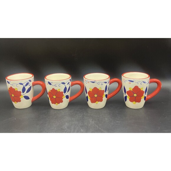 Pier 1 PORTALEGRE Floral Coffee Tea Cup Mug Set of 4 - Picture 3 of 6